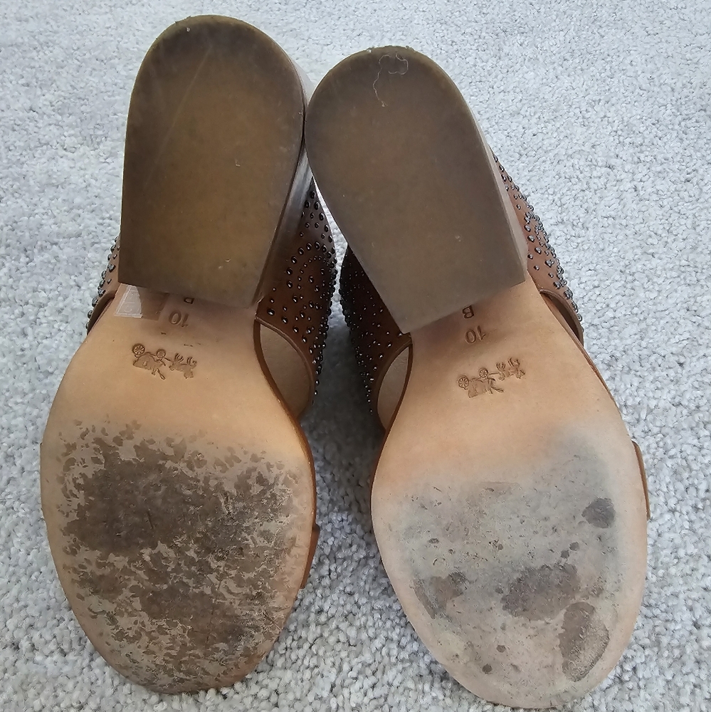 Coach Chunk Heel Leather Studded Sandal - Picture 7 of 7